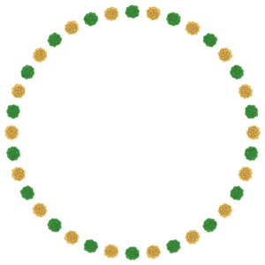 クリスマスカラーのお花紙の正方形フレーム素材のフリーイラスト Clip art of christmas ohanagami circle frame