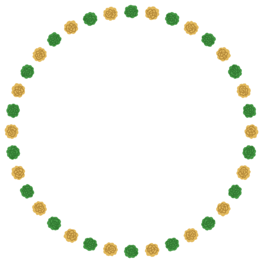 クリスマスカラーのお花紙の丸フレーム素材