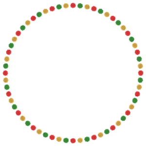 クリスマスカラーのお花紙の正方形フレーム素材のフリーイラスト Clip art of christmas ohanagami circle frame