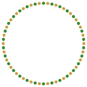 クリスマスカラーのお花紙の正方形フレーム素材のフリーイラスト Clip art of christmas ohanagami circle frame