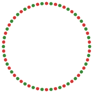 クリスマスカラーのお花紙の正方形フレーム素材のフリーイラスト Clip art of christmas ohanagami circle frame