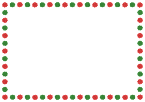 クリスマスカラーのお花紙のフレーム素材のフリーイラスト Clip art of christmas ohanagami paper frame