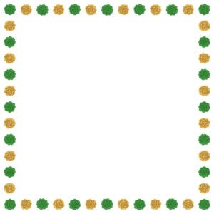 クリスマスカラーのお花紙の正方形フレーム素材のフリーイラスト Clip art of christmas ohanagami square frame