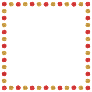 クリスマスカラーのお花紙の正方形フレーム素材のフリーイラスト Clip art of christmas ohanagami square frame