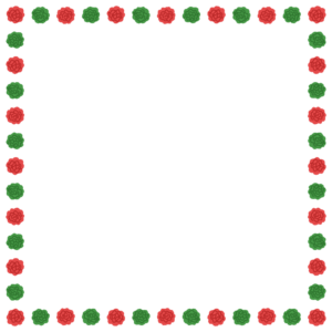 クリスマスカラーのお花紙の正方形フレーム素材のフリーイラスト Clip art of christmas ohanagami square frame