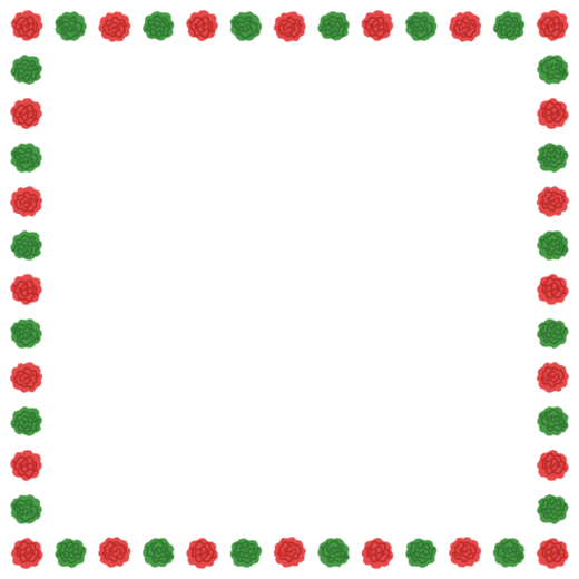 クリスマスカラーのお花紙の正方形フレーム素材