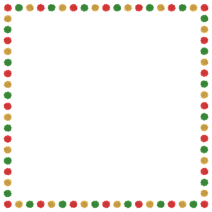 クリスマスカラーのお花紙の正方形フレーム素材のフリーイラスト Clip art of christmas ohanagami square frame