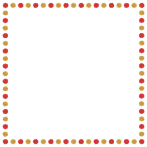 クリスマスカラーのお花紙の正方形フレーム素材のフリーイラスト Clip art of christmas ohanagami square frame