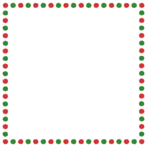 クリスマスカラーのお花紙の正方形フレーム素材のフリーイラスト Clip art of christmas ohanagami square frame