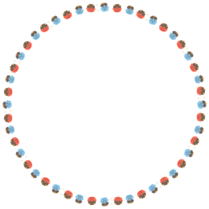 鬼の丸フレーム素材のフリーイラスト Clip art of oni circle frame