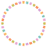 プレゼントの丸フレーム素材のフリーイラスト Clip art of present-box circle frame