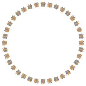 プレゼントの丸フレーム素材のフリーイラスト Clip art of present-box circle frame