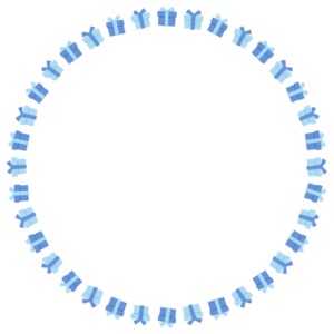 プレゼントの丸フレーム素材のフリーイラスト Clip art of present-box circle frame
