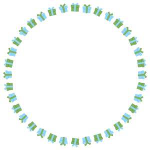 プレゼントの丸フレーム素材のフリーイラスト Clip art of present-box circle frame