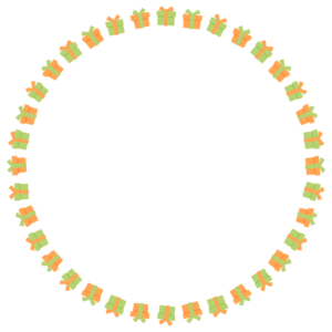 プレゼントの丸フレーム素材のフリーイラスト Clip art of present-box circle frame
