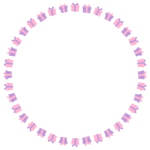 プレゼントの丸フレーム素材のフリーイラスト Clip art of present-box circle frame