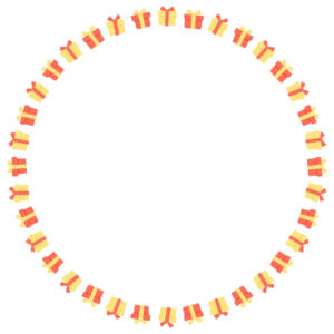 プレゼントの丸フレーム素材のフリーイラスト Clip art of present-box circle frame