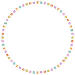 プレゼントの丸フレーム素材のフリーイラスト Clip art of present-box circle frame