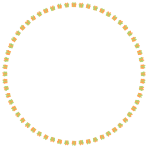 プレゼントの丸フレーム素材のフリーイラスト Clip art of present-box circle frame