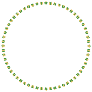 クリスマスカラーのプレゼントの丸フレーム素材のフリーイラスト Clip art of christmas present-box circle frame
