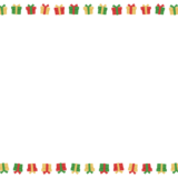 クリスマスカラーのプレゼントのフレーム素材のフリーイラスト Clip art of christmas present-box paper frame
