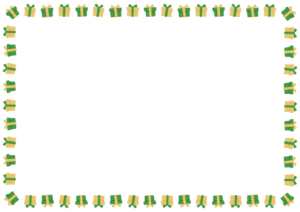 クリスマスカラーのプレゼントのフレーム素材のフリーイラスト Clip art of christmas present-box paper frame