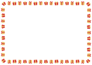 クリスマスカラーのプレゼントのフレーム素材のフリーイラスト Clip art of christmas present-box paper frame