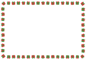 クリスマスカラーのプレゼントのフレーム素材のフリーイラスト Clip art of christmas present-box paper frame