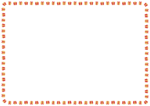クリスマスカラーのプレゼントのフレーム素材のフリーイラスト Clip art of christmas present-box paper frame