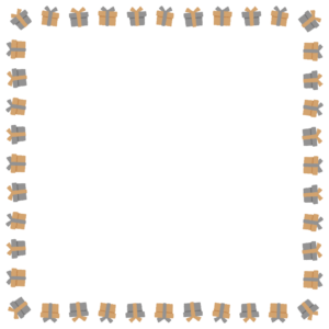 プレゼントの正方形フレーム素材のフリーイラスト Clip art of present-box square frame
