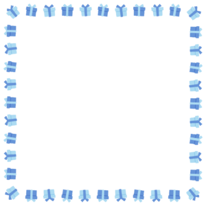 プレゼントの正方形フレーム素材のフリーイラスト Clip art of present-box square frame