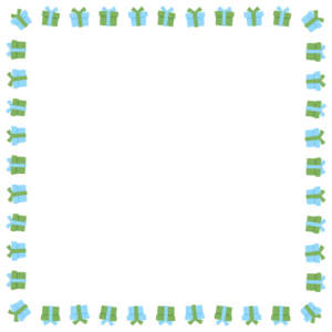 プレゼントの正方形フレーム素材のフリーイラスト Clip art of present-box square frame