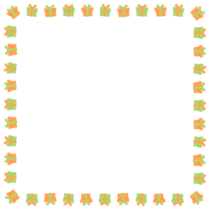 プレゼントの正方形フレーム素材のフリーイラスト Clip art of present-box square frame