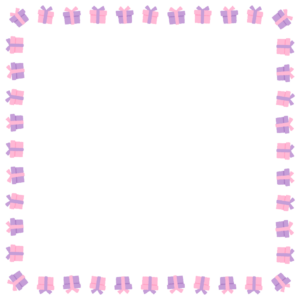 プレゼントの正方形フレーム素材のフリーイラスト Clip art of present-box square frame