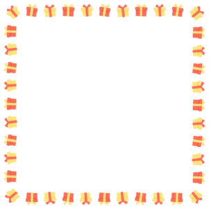 プレゼントの正方形フレーム素材のフリーイラスト Clip art of present-box square frame