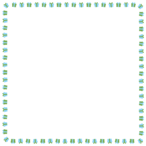 プレゼントの正方形フレーム素材のフリーイラスト Clip art of present-box square frame