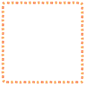 プレゼントの正方形フレーム素材のフリーイラスト Clip art of present-box square frame