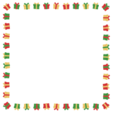 クリスマスカラーのプレゼントの正方形フレーム素材のフリーイラスト Clip art of christmas present-box square frame