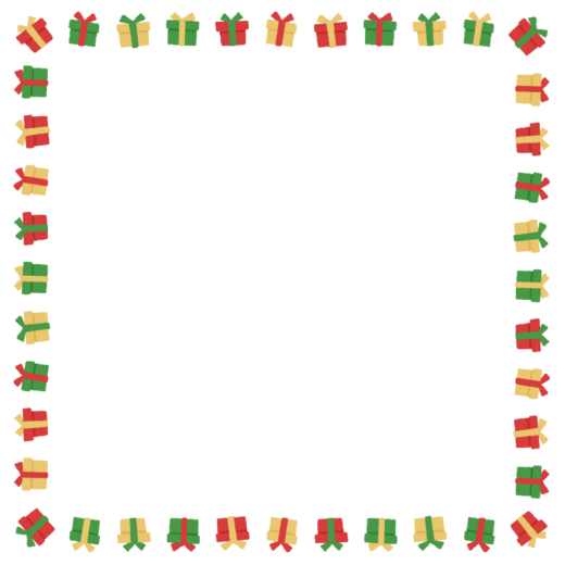 クリスマスカラーのプレゼントの正方形フレーム素材