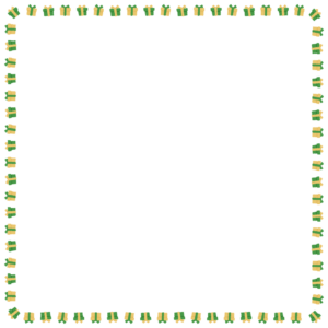 クリスマスカラーのプレゼントの正方形フレーム素材のフリーイラスト Clip art of christmas present-box square frame