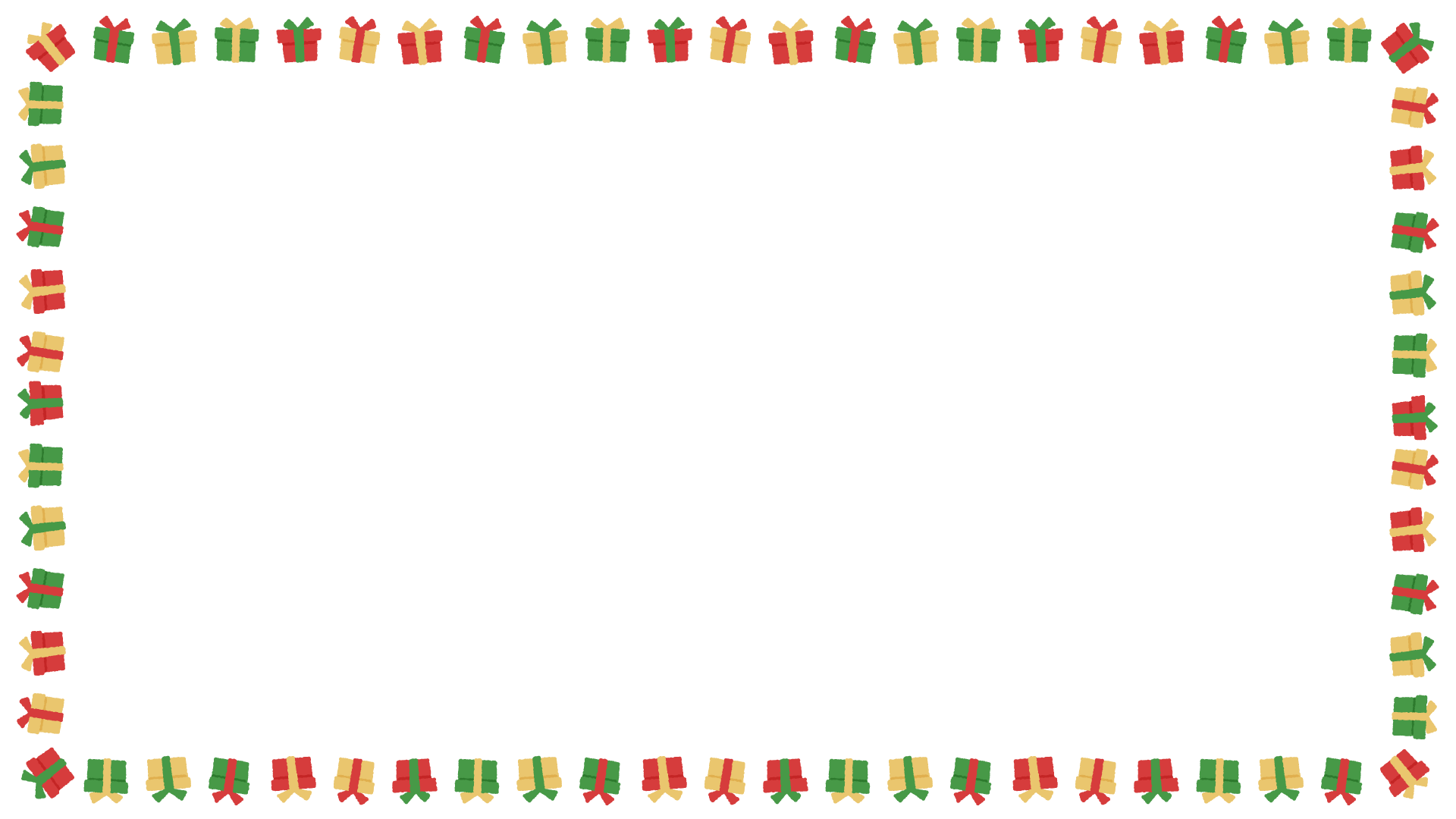 クリスマスカラーのプレゼントの映像フレーム素材のフリーイラスト Clip art of christmas present-box video frame