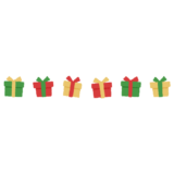 クリスマスカラーのプレゼントのライン素材のフリーイラスト Clip art of christmas present-box line