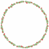 ローズマリーとクランベリーの丸フレーム素材のフリーイラスト Clip art of rosemary-cranberry circle frame