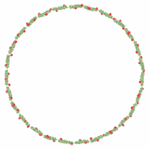 ローズマリーとクランベリーの丸フレーム素材のフリーイラスト Clip art of rosemary-cranberry circle frame