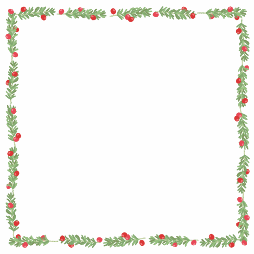 ローズマリーとクランベリーの正方形フレーム素材