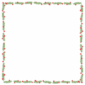 ローズマリーとクランベリーの正方形フレーム素材のフリーイラスト Clip art of rosemary-cranberry square frame