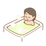 お風呂に入る人のフリーイラスト Clip art of take-a-bath
