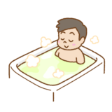 お風呂に入る人のフリーイラスト Clip art of take-a-bath