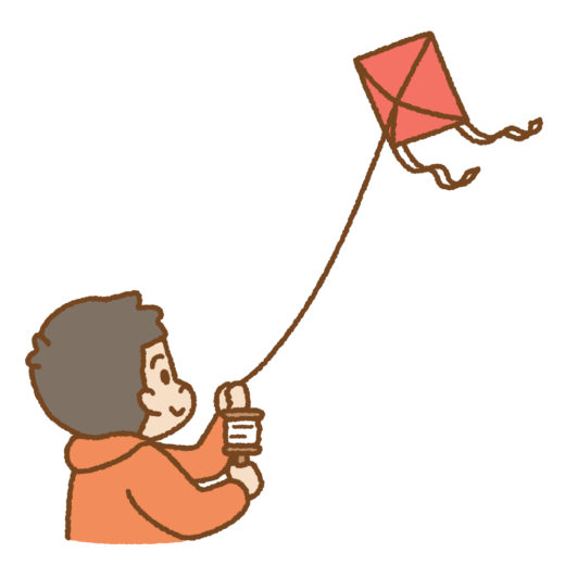 凧揚げする子供のイラスト