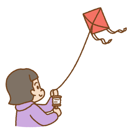 凧揚げする子供のイラスト